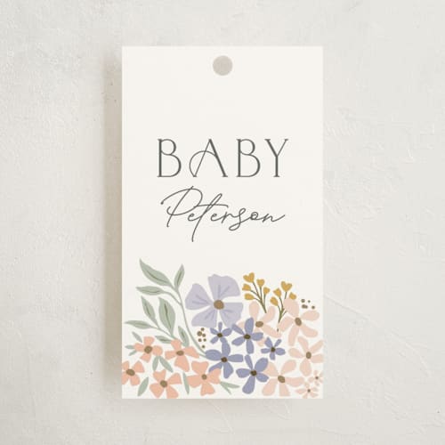 This is a meadow baby shower favor tags with standard by Karidy Walker called garden path printing on signature in tag