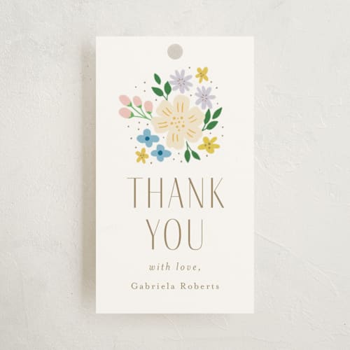 This is a spring baby shower favor tags with standard by Ashlee Townsend called garden party printing on signature in tag