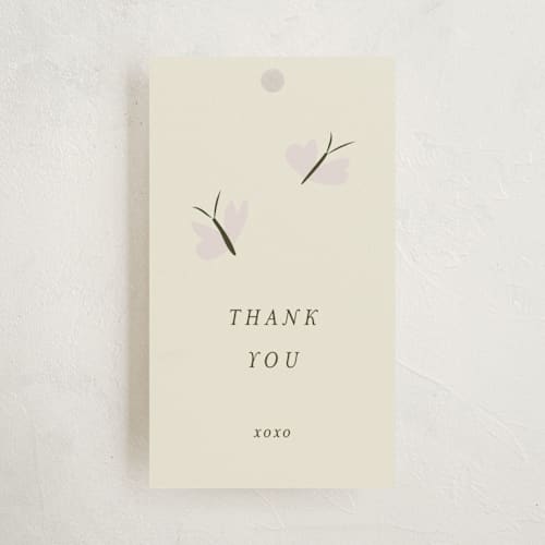 This is a petal baby shower favor tags with standard by Ani Somi called butterfly garden printing on signature in tag