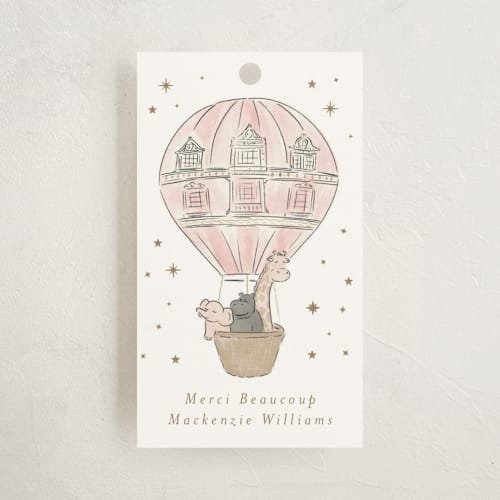 This is a cotton candy baby shower favor tags with standard by Jenna Holcomb called bebe printing on signature in tag