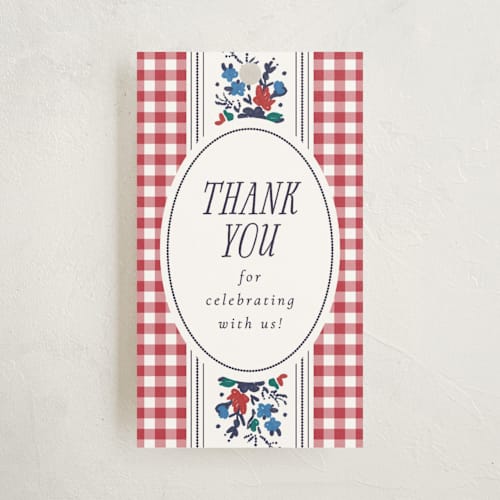 This is a tomato baby shower favor tags with standard by Emily Sabol Goss called pattern mix printing on signature in tag
