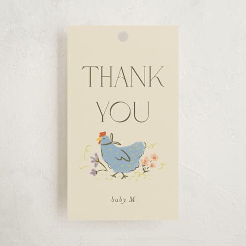 This is a creamery baby shower favor tags with standard by Vera Lim called whimsical frame printing on signature in tag