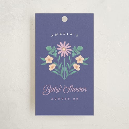 This is a marshmallow baby shower favor tags with standard by Joanna Griffin called vintage butterfly printing on signature in tag
