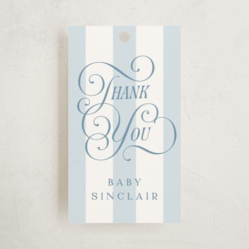 This is a bluebonnet baby shower favor tags with standard by Laura Hankins called oh boy! printing on signature in tag