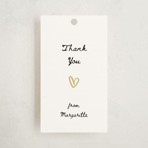 This is a cloud baby shower favor tags with standard by Ani Somi called golden flowers printing on signature in tag