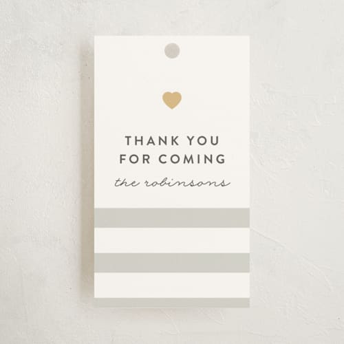 This is a pebble baby shower favor tags with standard by Robert and Stella called mod baby printing on signature in tag
