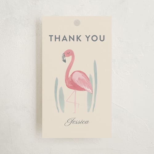 This is a sunshine baby shower favor tags with standard by Teju Reval called safari dreams printing on signature in tag