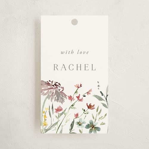 This is a meadow baby shower favor tags with standard by Petra Kern called gentle wildflower printing on signature in tag