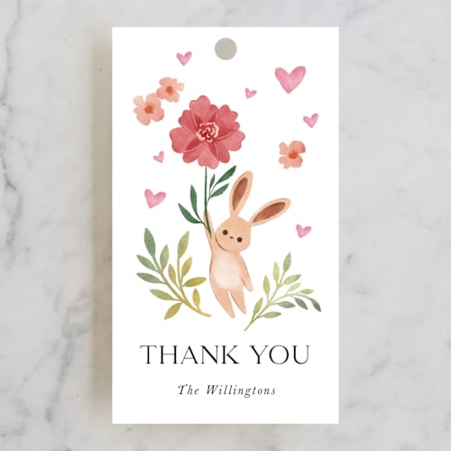 This is a rose baby shower favor tags with standard by Vivian Yiwing called love is in the air printing on signature in tag