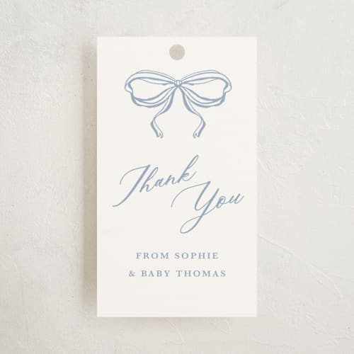 This is a sky baby shower favor tags with standard by Kristen Smith called parisian garden printing on signature in tag