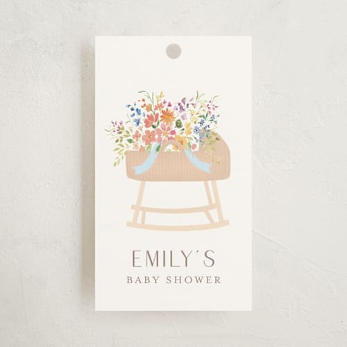 This is a summer baby shower favor tags with standard by Itsy Belle Studio called baby basket printing on signature in tag