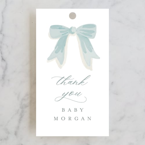 This is a cloud baby shower favor tags with standard by Laura Hankins called eyelet printing on signature in tag