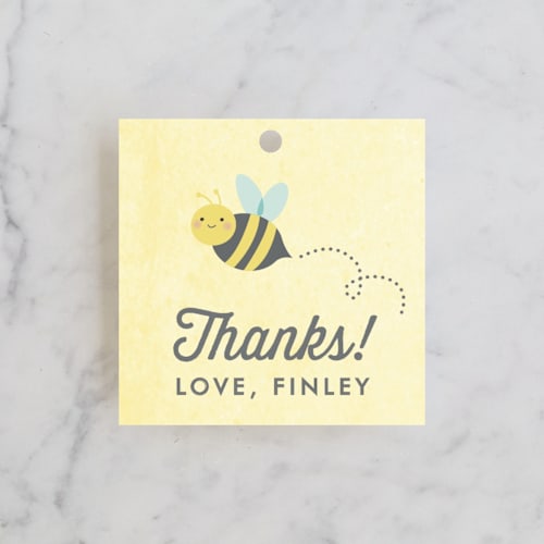 This is a daisy kids gift tags with standard by Karidy Walker called buzzing beehive printing on signature in tag