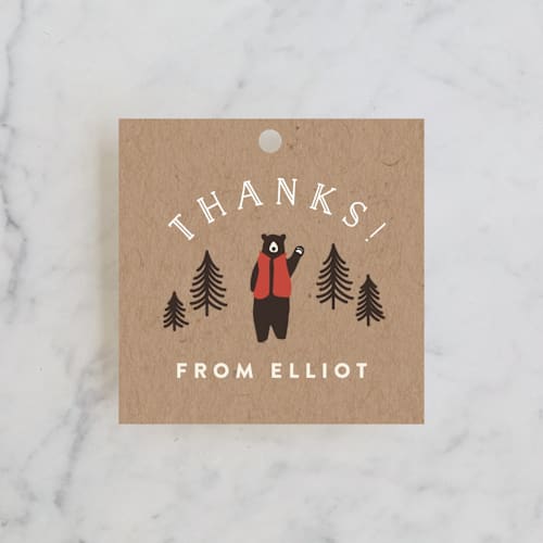 This is a kraft kids gift tags with standard by Jennifer Wick called lumber bears printing on signature in tag