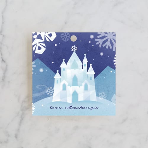 This is a frozen kids gift tags with standard by Jessica Ogden called ice castle printing on signature in tag