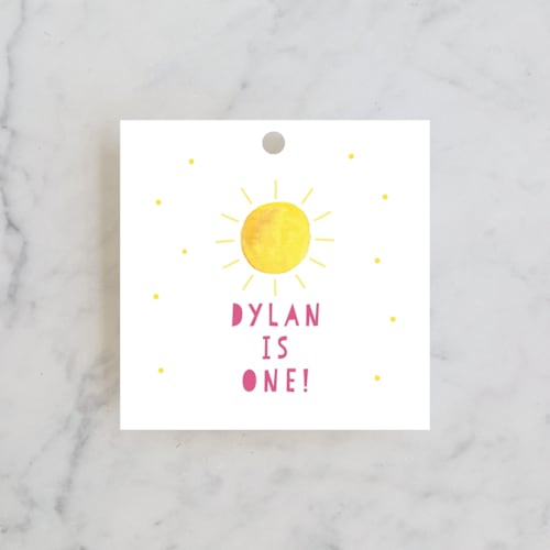 This is a petal kids gift tags with standard by Little Print Design called little sunshine printing on signature in tag