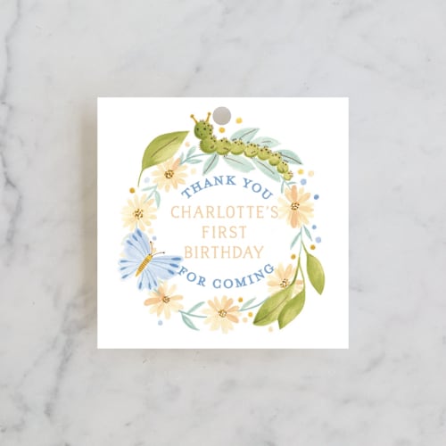 This is a olive tree kids gift tags with standard by Sarah Knight called daisy chains printing on signature in tag