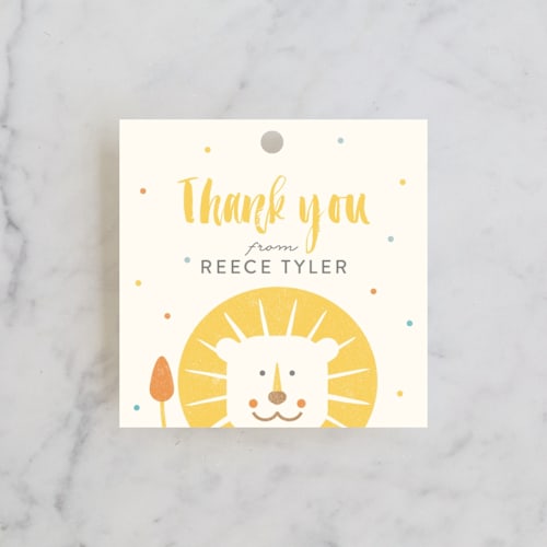 This is a dandelion kids gift tags with standard by Lisa Cersovsky called wild one printing on signature in tag