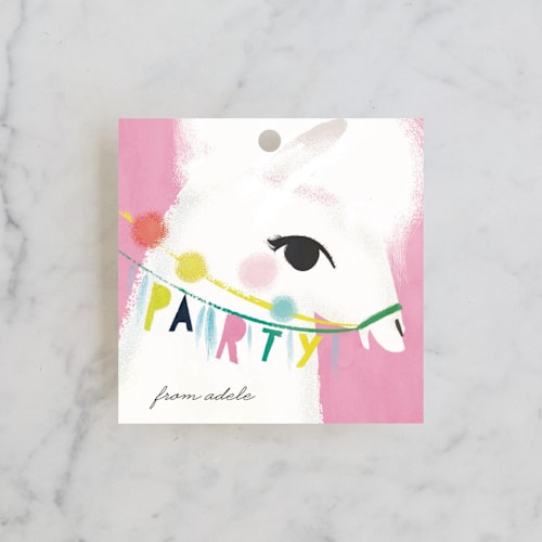 This is a watermelon kids gift tags with standard by Lori Wemple called llama birthday printing on signature in tag
