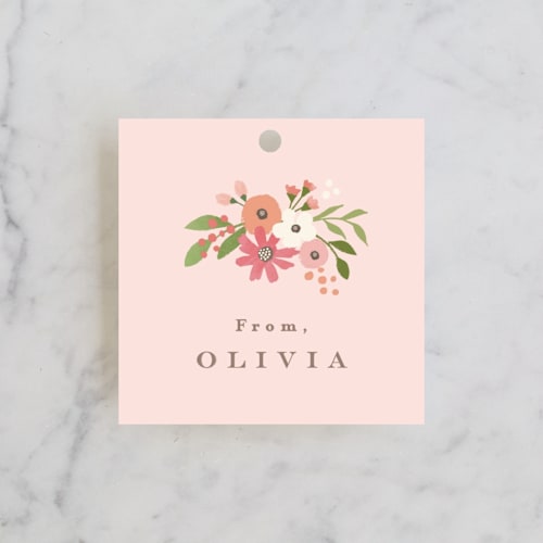 This is a carnation kids gift tags with standard by Jennifer Wick called freshly cut flowers printing on signature in tag
