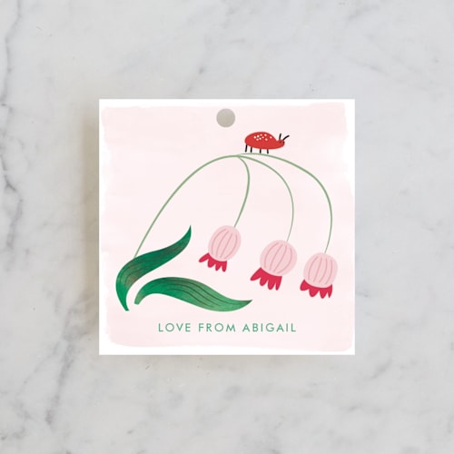 This is a jade kids gift tags with standard by Eve Schultz called number one bug printing on signature in tag
