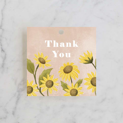 This is a blush kids gift tags with standard by Pati Cascino called sunflower party printing on signature in tag