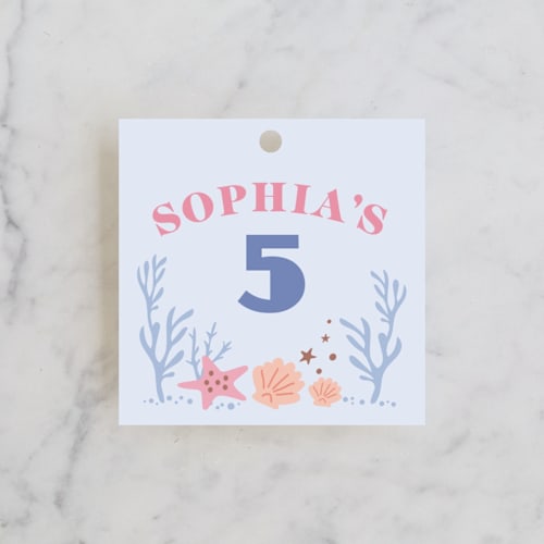 This is a lake kids gift tags with standard by Karidy Walker called lets be mermaid printing on signature in tag