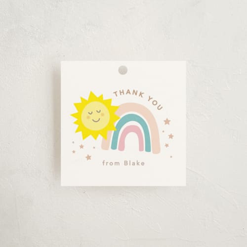 This is a rainbow kids gift tags with standard by Creo Study called so fun to be one printing on signature in tag