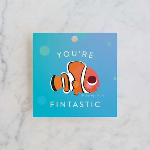 This is a sea kids gift tags with standard by Lori Wemple called disney and pixar's nemo and dory printing on signature in tag