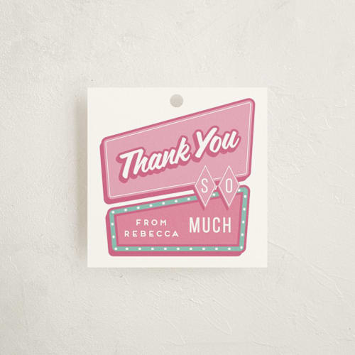 This is a cotton candy kids gift tags with standard by Claudia Orengo called las vegas printing on signature in tag