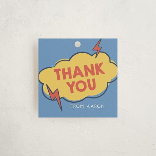 This is a comic pop kids gift tags with standard by Vera Lim called pop art printing on signature in tag