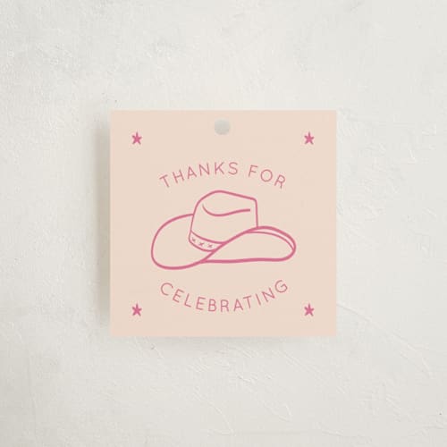 This is a peony kids gift tags with standard by Rachel Cassel called cowgirl printing on signature in tag