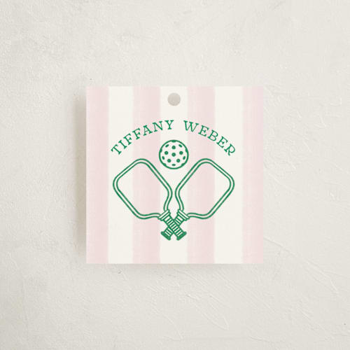 This is a petal kids gift tags with standard by Kiersten Garner called hit the court printing on signature in tag
