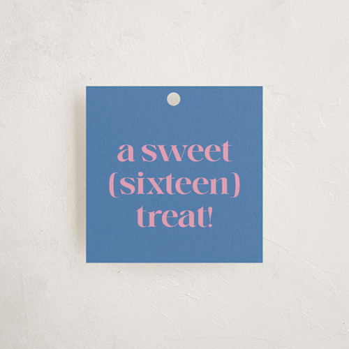 This is a bubblegum kids gift tags with standard by Megan Davis called text printing on signature in tag