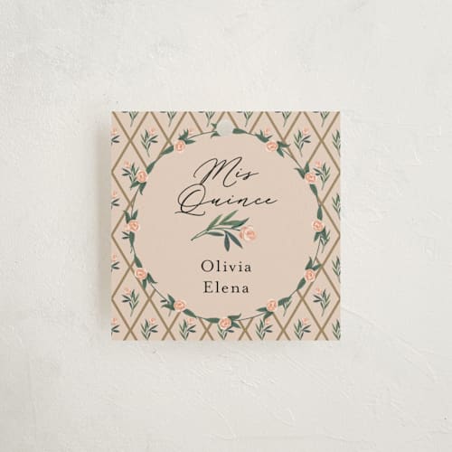 This is a sand kids gift tags with standard by Becky Nimoy called victorian trellis printing on signature in tag