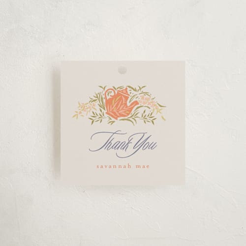 This is a clementine party favor tags with standard by Vera Lim called fairy garden printing on signature in tag