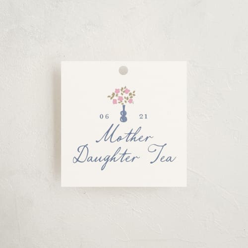 This is a petal party favor tags with standard by Leia Matt called tea party charm printing on signature in tag