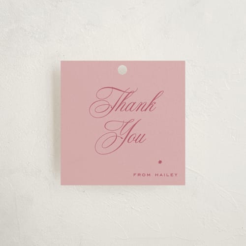 This is a rose party favor tags with standard by Blustery August called delicate printing on signature in tag