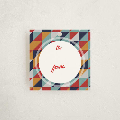 This is a cherry gift tags by Five Sparrows called retro tidings printing on signature in tag