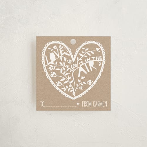 This is a kraft gift tags by Jen called paper cut tag printing on signature in tag