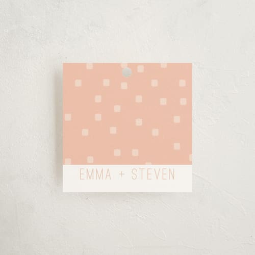 This is a coral gift tags by Stacey Meacham called arrowhead pastels printing on signature in tag