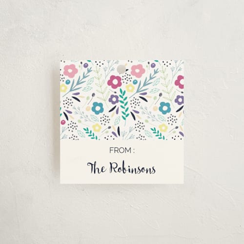 This is a cream gift tags by Rebecca Humphreys called sweet arrivals printing on signature in tag
