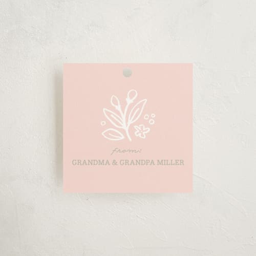 This is a blush gift tags by Jennifer Wick called petite toile printing on signature in tag