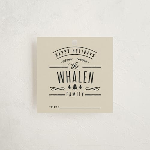 This is a natural gift tags with standard by Kristie Kern called camp holiday printing on signature in tag