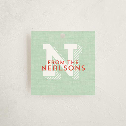 This is a mint gift tags with standard by Keen Peachy called rustic monogram printing on signature in tag