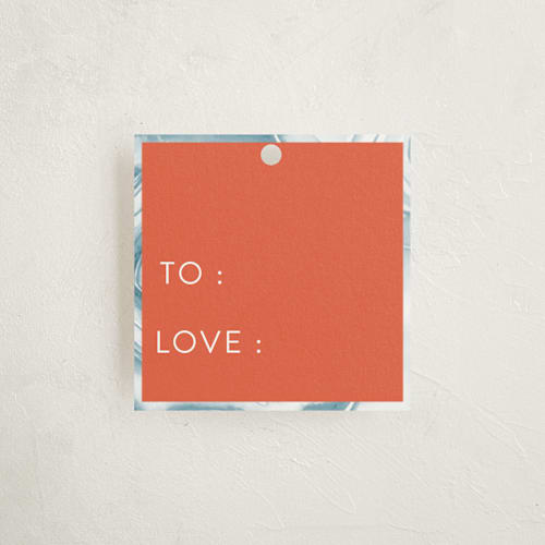 This is a powder gift tags by Alexzandra Fajardo called rainbow geode printing on signature in tag