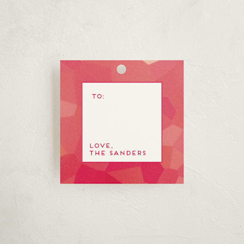 This is a berry gift tags with standard by Kamala Nahas called geometric winter printing on signature in tag