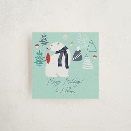 This is a turquoise gift tags by Metka Hiti called christmas bears printing on signature in tag