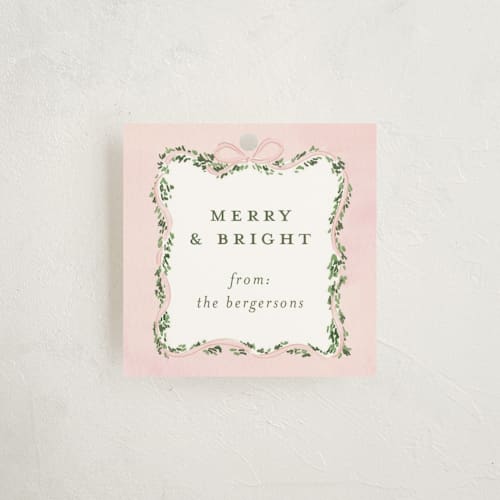 This is a blush gift tags by Itsy Belle Studio called vintage bow tree printing on signature in tag