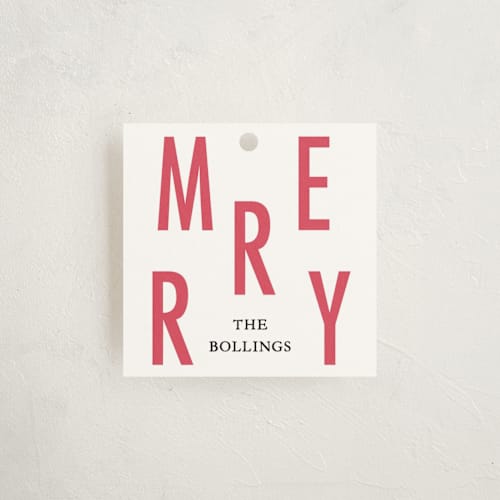 This is a snow gift tags by Baumbirdy called big merry printing on signature in tag